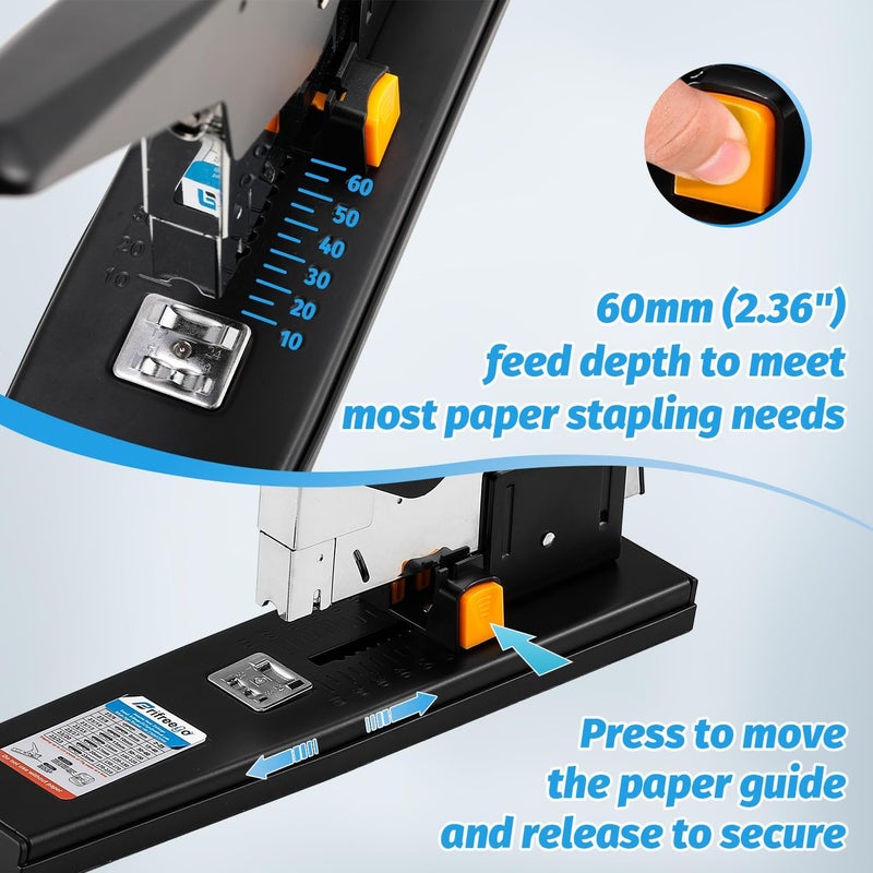 Frifreego Heavy Duty Stapler 210 Sheets Capacity, Effortless Office School Stapler with Adjustable Stapling Width of 60mm (2.36") with 4000 Staples, Black - Image 4